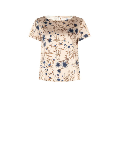 Blouse ample et fluide en satin à fleurs « Rinascimento »