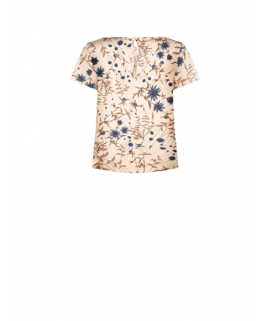 Blusa Ampia E Fluida In Raso A Fiori Rinascimento