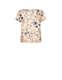 Loose-fitting, flowing Rinascimento floral satin blouse 2