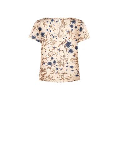 Loose-fitting, flowing Rinascimento floral satin blouse