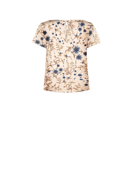 Loose-fitting, flowing Rinascimento floral satin blouse