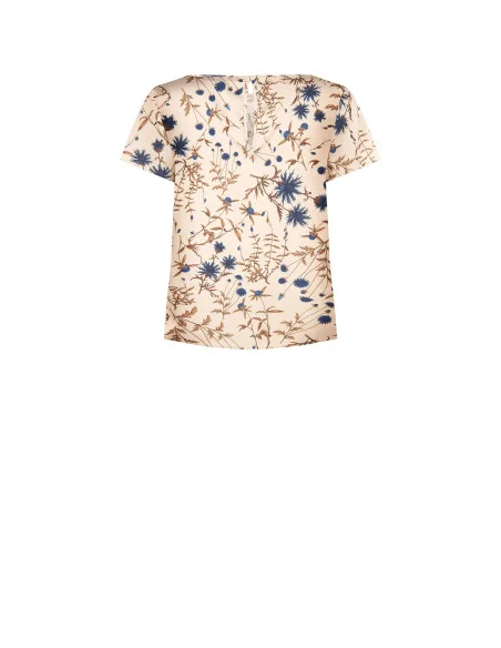 Loose-fitting, flowing Rinascimento floral satin blouse