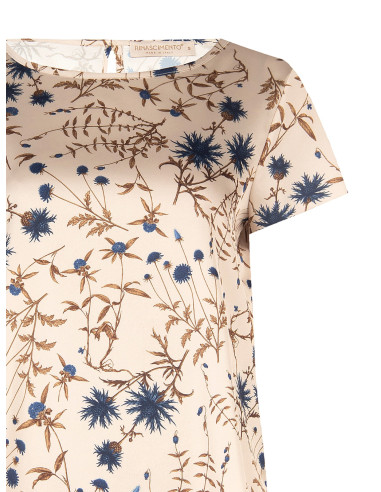 Loose-fitting, flowing Rinascimento floral satin blouse