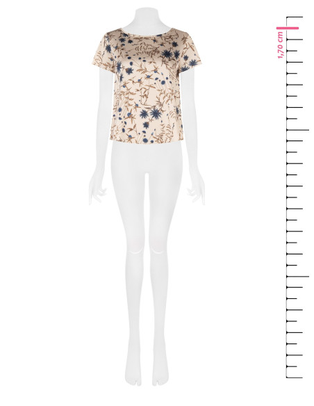 Loose-fitting, flowing Rinascimento floral satin blouse
