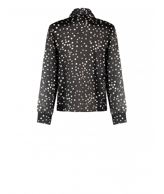 Camicia Ampia E Fluida In Raso A Pois Con Scollo A V E Fiocco Rinascimento