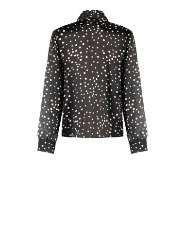 Camicia Ampia E Fluida In Raso A Pois Con Scollo A V E Fiocco Rinascimento