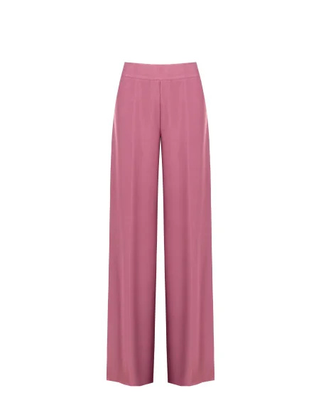 Pantalon palazzo en satin avec fermeture éclair latérale « Rinascimento »