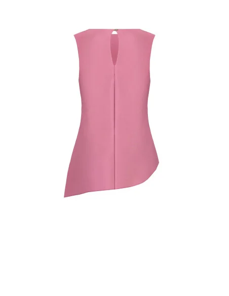 Haut fluide en satin, asymétrique et froncé sur un côté, style Rinascimento