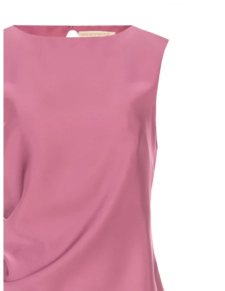 Haut fluide en satin, asymétrique et froncé sur un côté, style Rinascimento