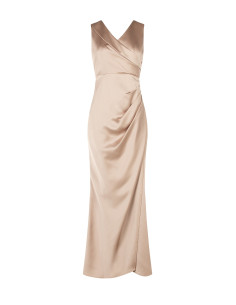 Robe longue en satin structuré, à coupe croisée, avec double encolure en V de style Rinascimento 2