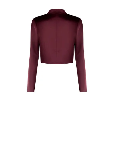 Rinascimento Open-Front Cropped Satin Spencer Jacket Without Lapels
