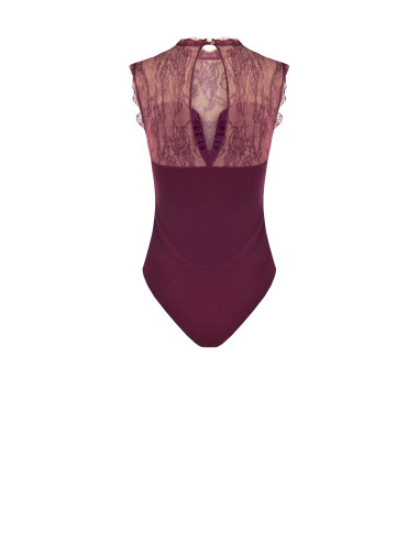 Rinascimento Form-Fitting Jersey Bodysuit with Chantilly Lace Insert