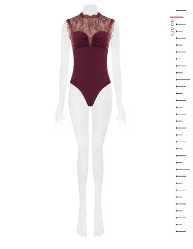 Rinascimento Form-Fitting Jersey Bodysuit with Chantilly Lace Insert