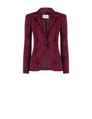 Fitted Blazer Jacket in Technical Fabric Covered with ‘Rinascimento’ Lace
