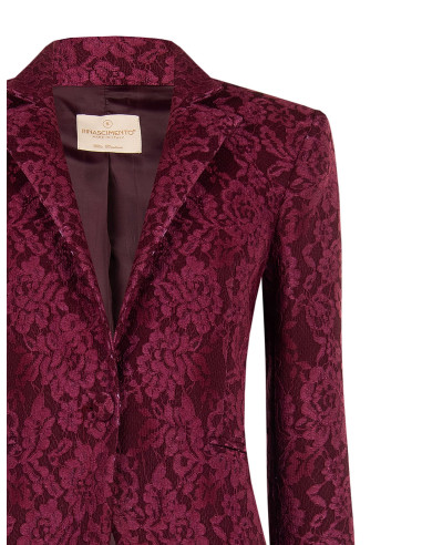 Fitted Blazer Jacket in Technical Fabric Covered with ‘Rinascimento’ Lace