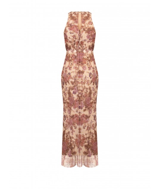 Robe longue en georgette à fleurs avec des touches de lurex « Rinascimento »