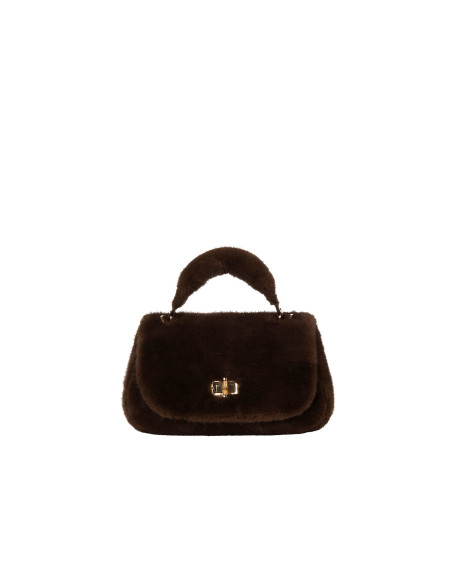 Rinascimento Faux Fur Handbag with Detachable Shoulder Strap