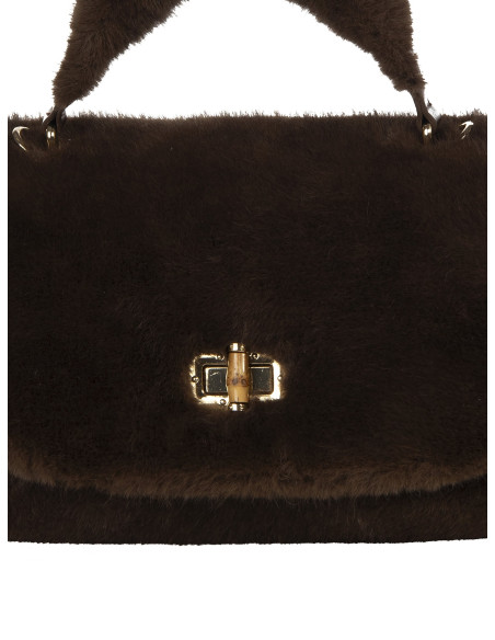 Sac à main en fausse fourrure avec bandoulière amovible « Rinascimento »