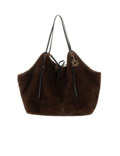 Grand sac cabas en fausse fourrure tachetée avec pochette intérieure « Rinascimento »
