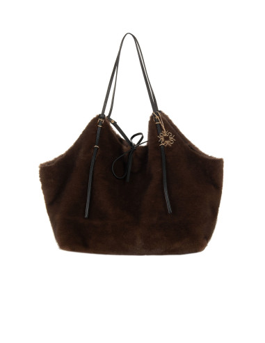 Grand sac cabas en fausse fourrure tachetée avec pochette intérieure « Rinascimento »
