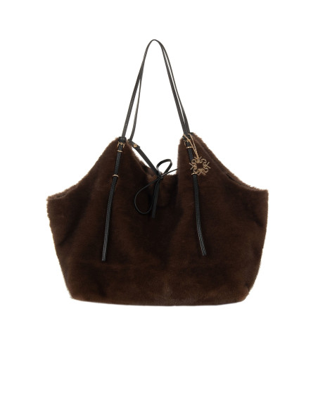 Grand sac cabas en fausse fourrure tachetée avec pochette intérieure « Rinascimento »