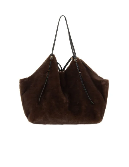Maxi Borsa Shopper In Pelliccia Sintetica Maculata Con Pochette Interna Rinascimento