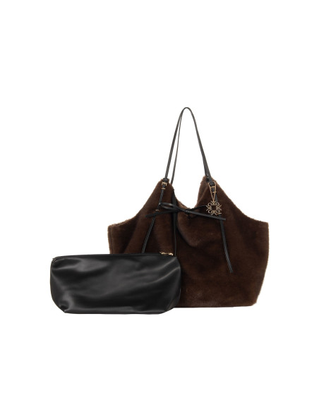 Grand sac cabas en fausse fourrure tachetée avec pochette intérieure « Rinascimento »
