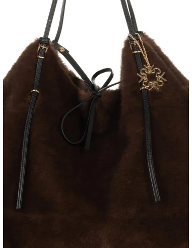 Maxi Borsa Shopper In Pelliccia Sintetica Maculata Con Pochette Interna Rinascimento
