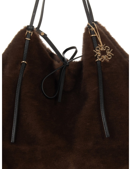 Grand sac cabas en fausse fourrure tachetée avec pochette intérieure « Rinascimento »