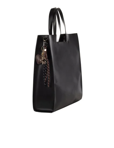 Grand sac cabas en simili cuir avec bandoulière amovible et breloques décoratives « Rinascimento »