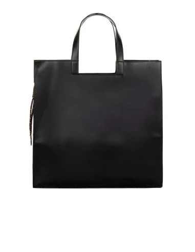 Oversized Faux Leather Shopper Bag with Detachable Shoulder Strap and Decorative Charms – Rinascimento