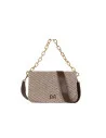 Rinascimento Shoulder Bag in Warm Striped Fabric with Chain and Removable Shoulder Strap