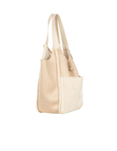 Grand sac cabas en simili-mouton avec pochette intérieure « Rinascimento »