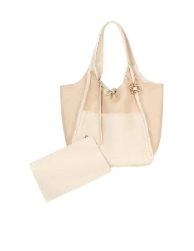 Oversized Faux Sheepskin Shopper Bag with Internal Clutch – Rinascimento