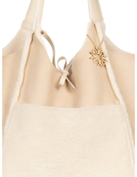 Maxi Borsa Shopper In Simil-Montone Con Pochette Interna Rinascimento