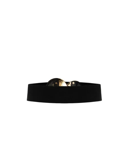 Elasticated Belt with a Buckle Featuring Hammered Metal Discs – Rinascimento