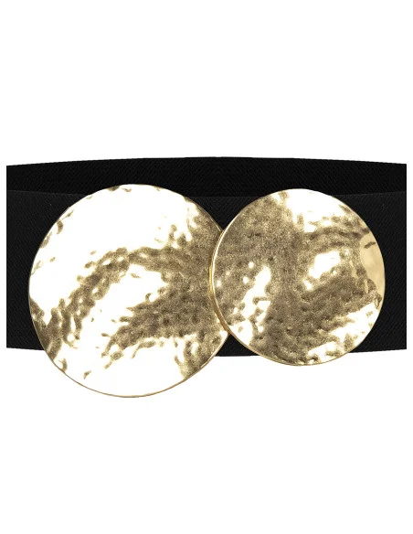 Elasticated Belt with a Buckle Featuring Hammered Metal Discs – Rinascimento