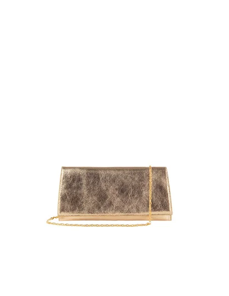 Rigid Metallic Faux Leather Clutch Bag with Chain Shoulder Strap – Rinascimento