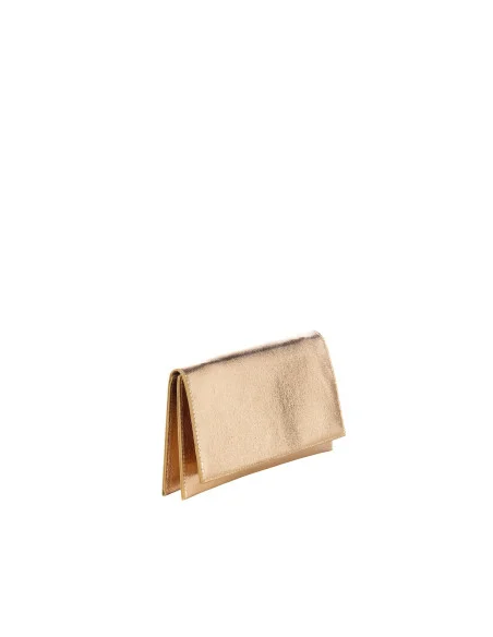 Rigid Metallic Faux Leather Clutch Bag with Chain Shoulder Strap – Rinascimento
