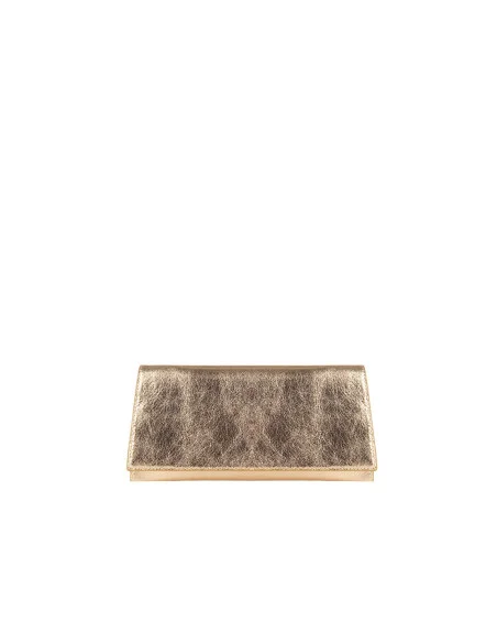 Rigid Metallic Faux Leather Clutch Bag with Chain Shoulder Strap – Rinascimento
