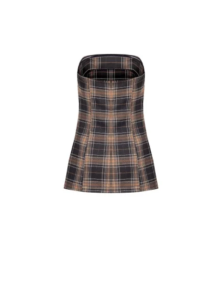 Top Sfiancato A Taglio Lungo In Tessuto Poliviscosa A Quadri Rinascimento