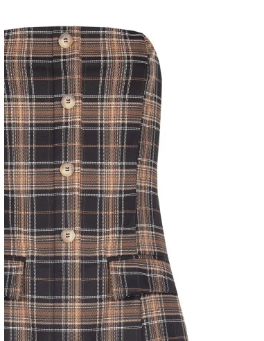 Long-line, fitted top in poliviscose fabric with a ‘Rinascimento’ checked pattern