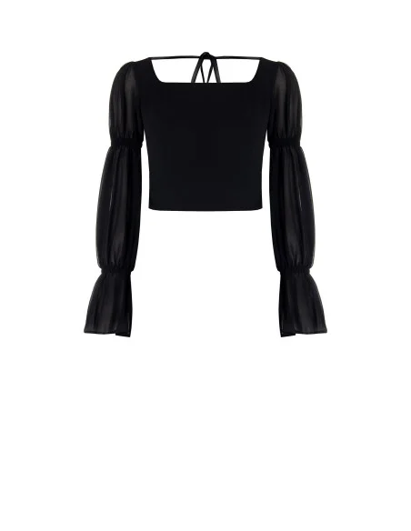 Top In Scuba Crepe Con Maniche In Georgette Rinascimento