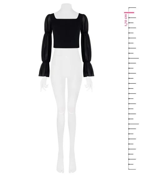 Top In Scuba Crepe Con Maniche In Georgette Rinascimento