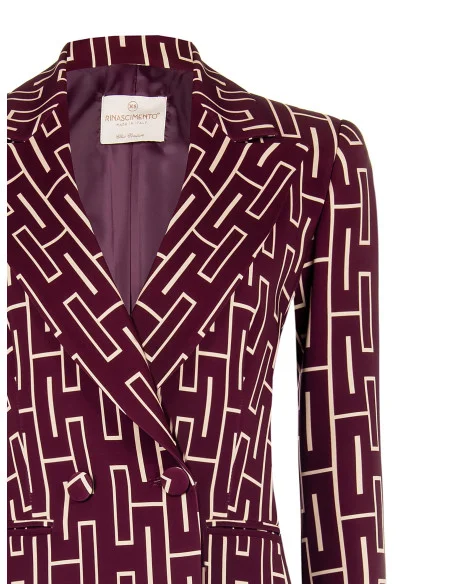 Veste blazer oversize cintrée à double boutonnage en tissu technique imprimé « Rinascimento »