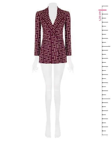 Veste blazer oversize cintrée à double boutonnage en tissu technique imprimé « Rinascimento »