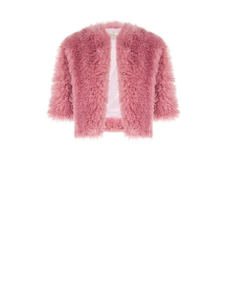 Rinascimento Short Faux Fur Coat with 3/4-Length Sleeves