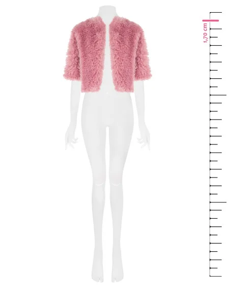 Rinascimento Short Faux Fur Coat with 3/4-Length Sleeves