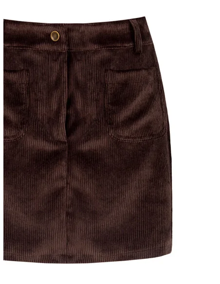 Mini-jupe en velours côtelé avec poches sur le devant – Rinascimento