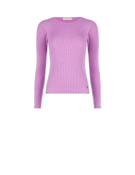 Fitted Ribbed Jumper with Lurex and RR Rinascimento Logo Tag